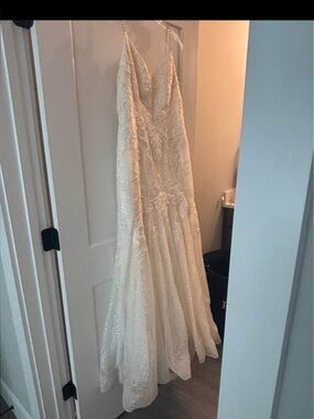 Beaded V-Neck Bridal Gown in Ivory